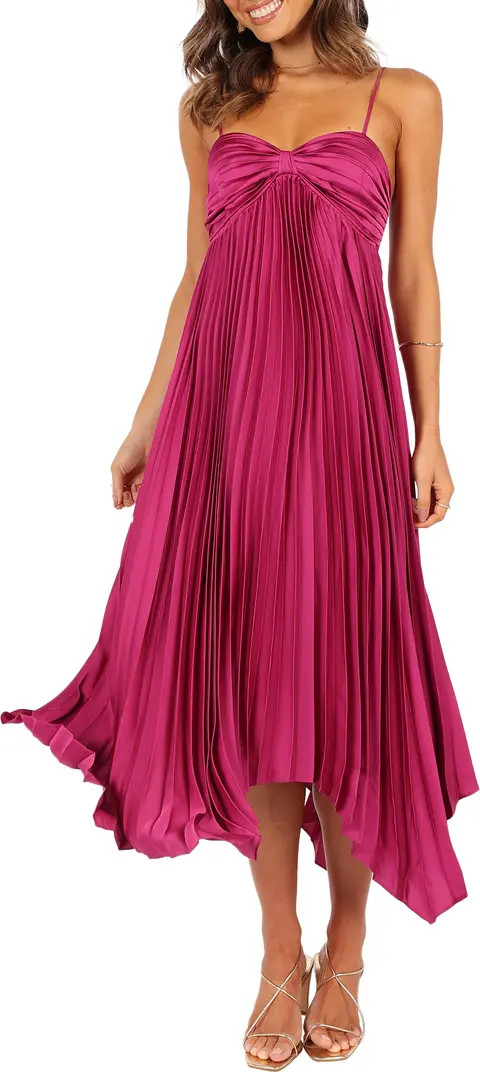 Vikki Pleated Sleeveless Satin Maxi Dress | Nordstrom