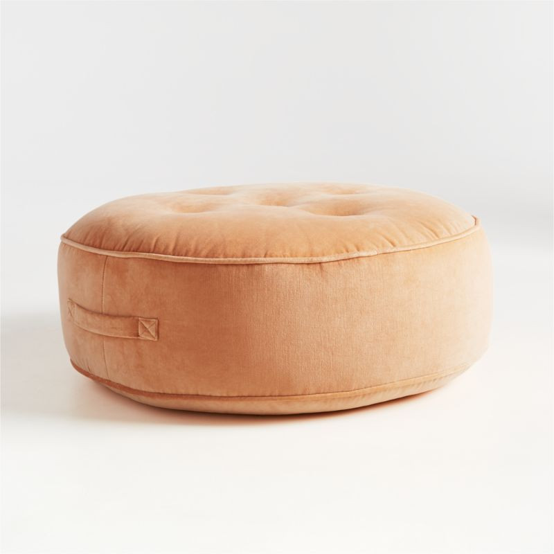 Peach Velvet Flat Pouf + Reviews | Crate & Kids | Crate & Barrel