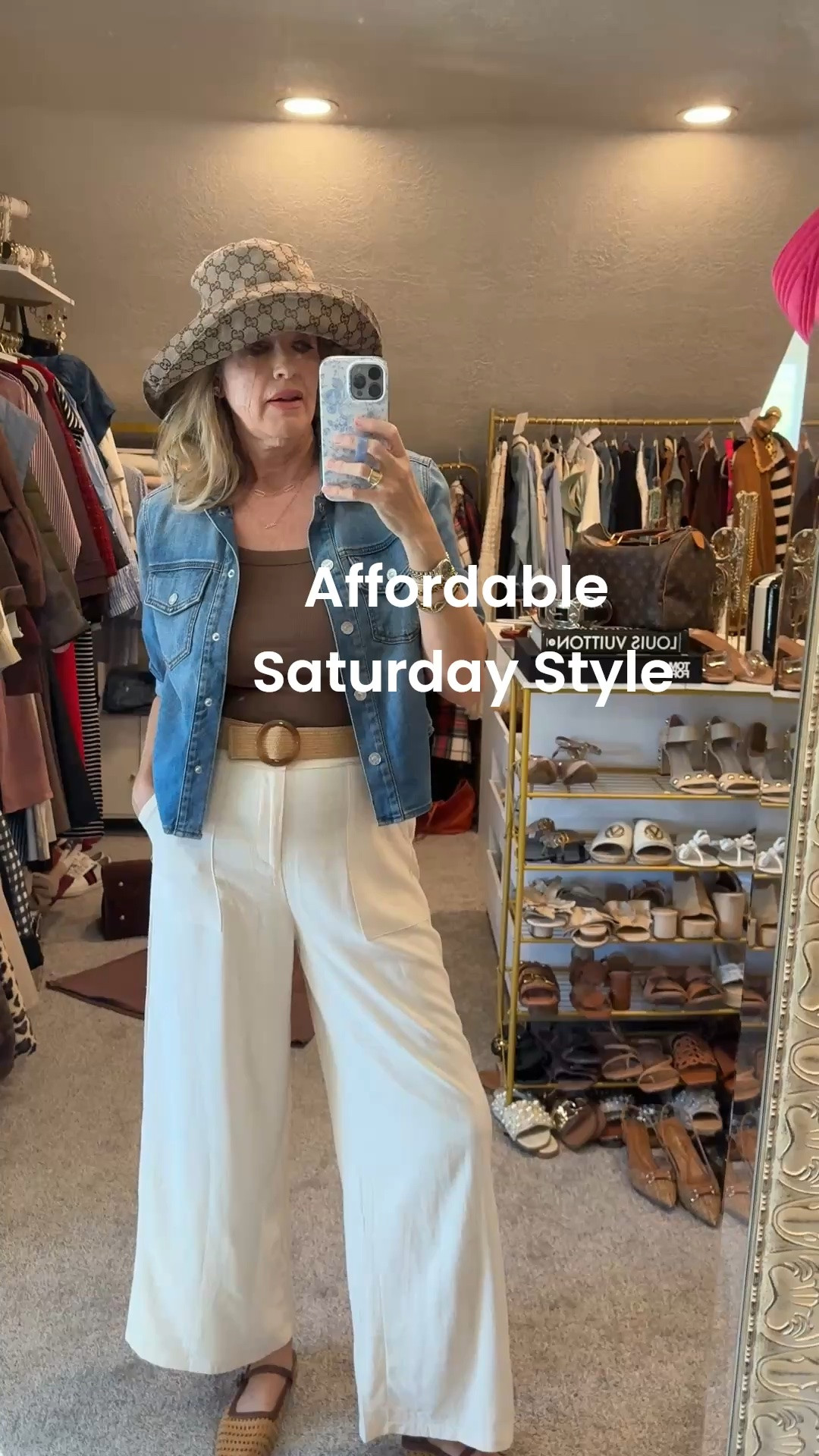 Affordable 
Saturday style …

Part of my Chasing Grandkids series…

The perfect easy to wear outfit for chasing grand kids, or Saturday sports & running errands, or even a drive and lunch with the hubby.

These are affordable pieces, you’ll wear on repeat and be able to mix and match everything in this series along with other pieces in your wardrobe.

Great wardrobe builders for Summer to fall transition.

A great lightweight looks like linen pull on , elastic waist with front zipper and button detail. 
side pocket pants and loss wide leg fit. I am in the med 

A soft ribbed tank top that covers bra straps with its wide tanks
In med 

A light weight denim top slightly cropped perfect for a layer :) 
In a medium 

Cane and leather Mary Jane’s
Tts my
Most worn flat 

Gucci hat 
Raffia belt 
Studd earrings

#LTKgrwm #LTKOver40 #LTKootd