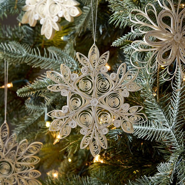 Die Cut Paper Snowflake Ornaments (Set of 9) | West Elm (US)