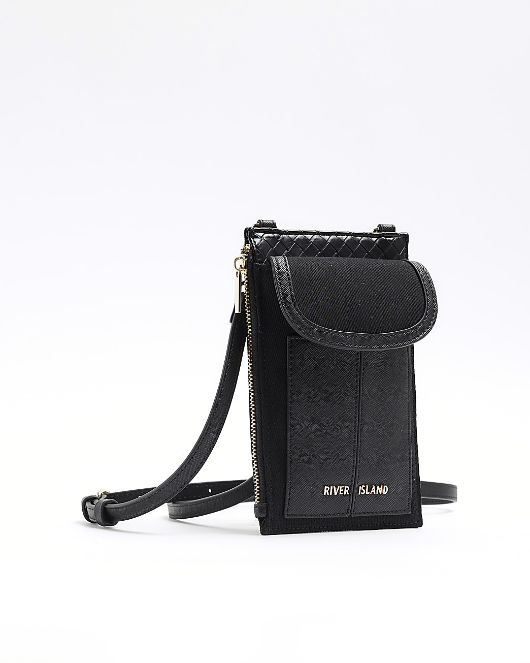 Black canvas phone pouch bag | River Island (UK & IE)