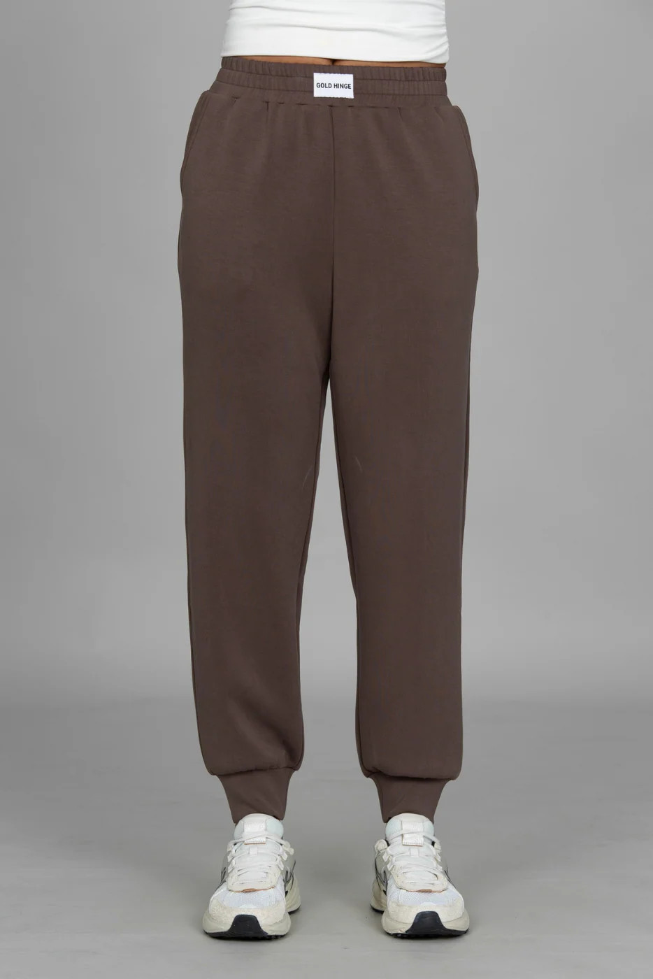Mocha LuxeSoft Lounge Jogger | Gold Hinge