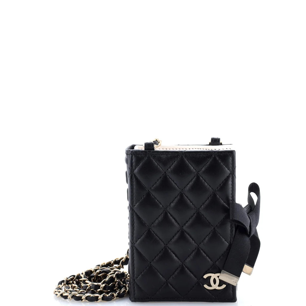 CC Book Card Holder with Chain Quilted Lambskin | Rebag