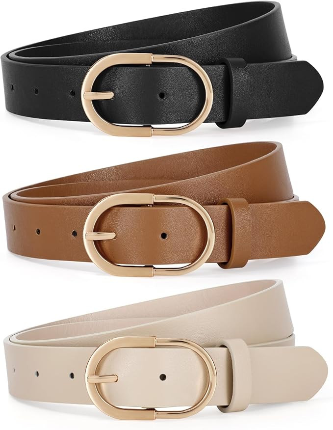 TRIWORKS 3 Pack Women Belts For Jeans Pants Dresses Ladies Leather Waist Belts | Amazon (US)