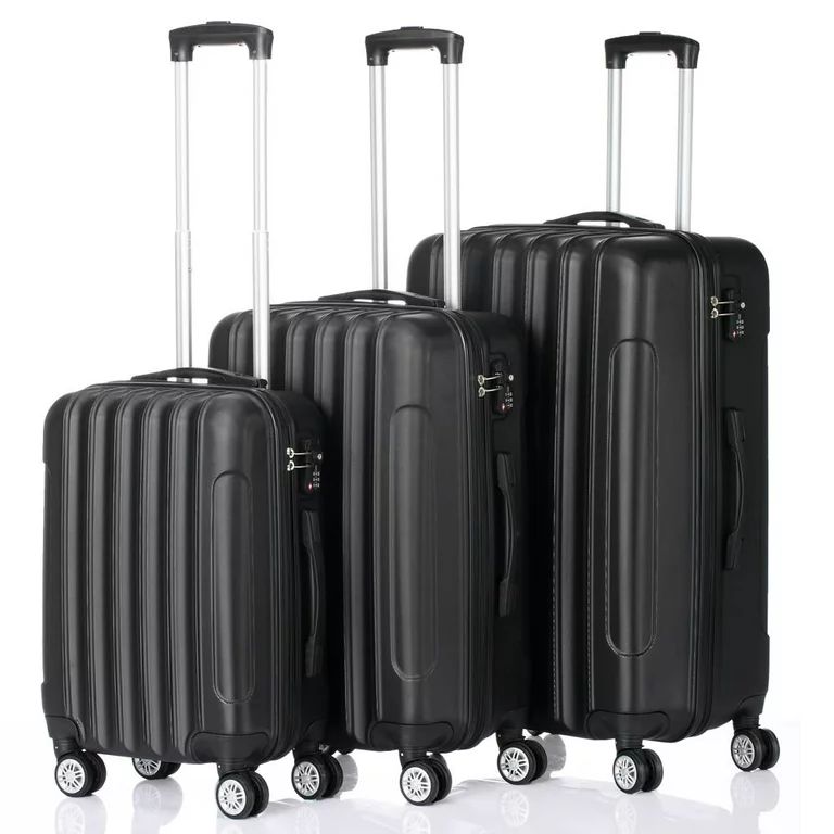 Zimtown 3 Piece Nested Spinner Suitcase Luggage Set With TSA Lock Black | Walmart (US)