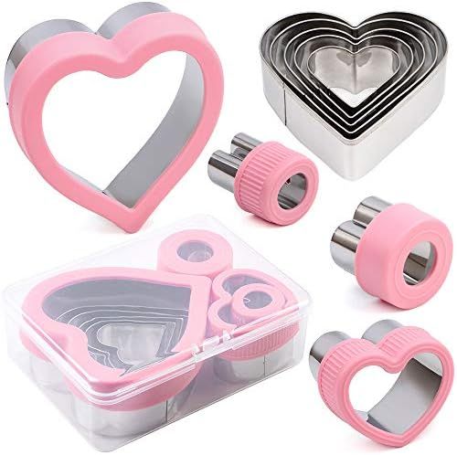 BakingWorld Heart Cookie Cutter Set,9 Piece Heart Shapes Stainless Steel Cookie Cutters Mold for Cak | Amazon (US)