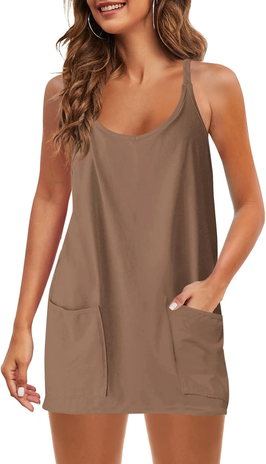 Panadila Womens Summer Sleeveless Mini Dress V Neck Spaghetti Strap Sundress Athletic Short Dress... | Amazon (US)