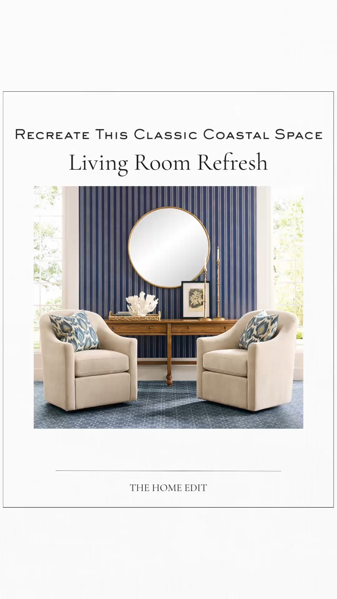 Classic Coastal Living Room Refresh

Recreate this classic coastal living room with timeless neutrals, blue-and-white accents, and elevated Serena & Lily–inspired pieces. These beige swivel chairs, coastal pillows, warm wood console table, and round gold mirror create an effortless, polished look that works in any home. 

coastal living room décor, coastal home style, classic coastal, beach house living room, Serena & Lily inspired, living room refresh, neutral swivel chairs, coastal pillows, round gold mirror, console table styling, blue and white décor, coastal furniture, timeless home décor, entryway and living room ideas
#ltklivingroom #ltkcoastal #ltkinteriordesign 

 

#LTKSaleAlert #LTKHome