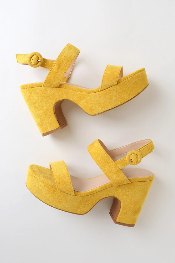 Nara Yellow Suede Platform Sandals | Lulus (US)