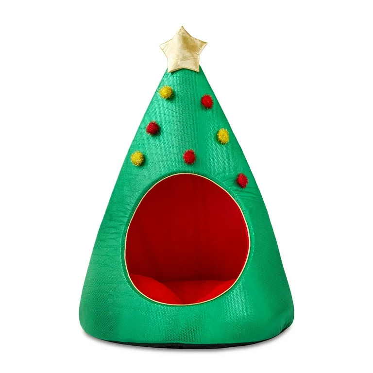 Vibrant Life Christmas Tree Extra Large Holiday Pet Bed, Green and Red, 38" x 50" | Walmart (US)