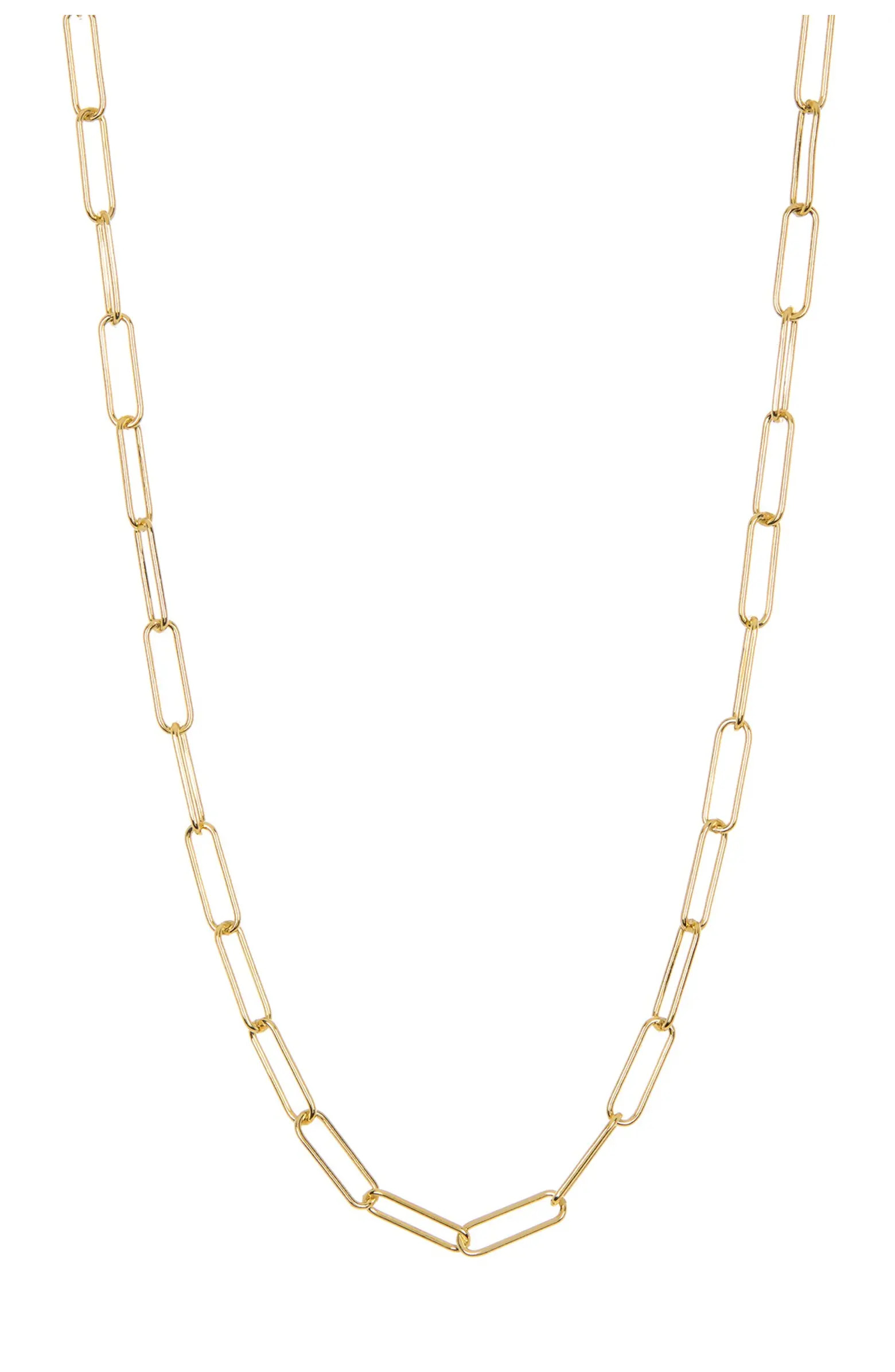 ADORNIA 14K Gold Plated Sterling Silver Paper Clip Necklace | Nordstromrack | Nordstrom Rack