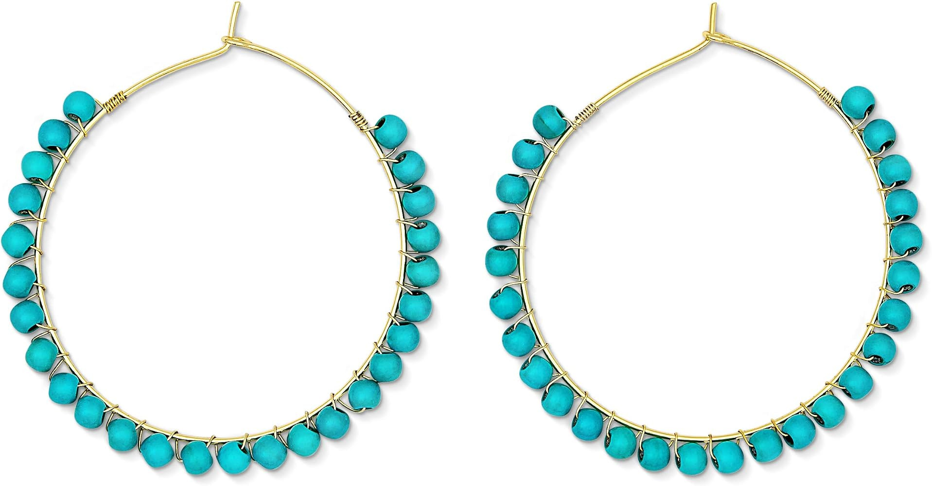 Benevolence LA Beaded Hoop Earrings, Turquoise Earrings for Women, Western Earrings Natural Stone... | Amazon (US)