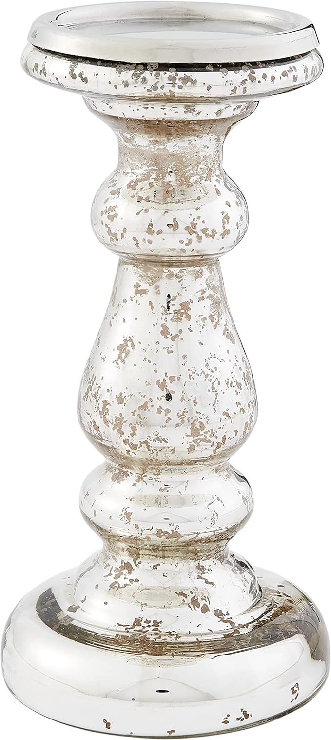 Mud Pie Silver Mercury Glass Candlestick, Small, 9" x 4.5" | Amazon (US)