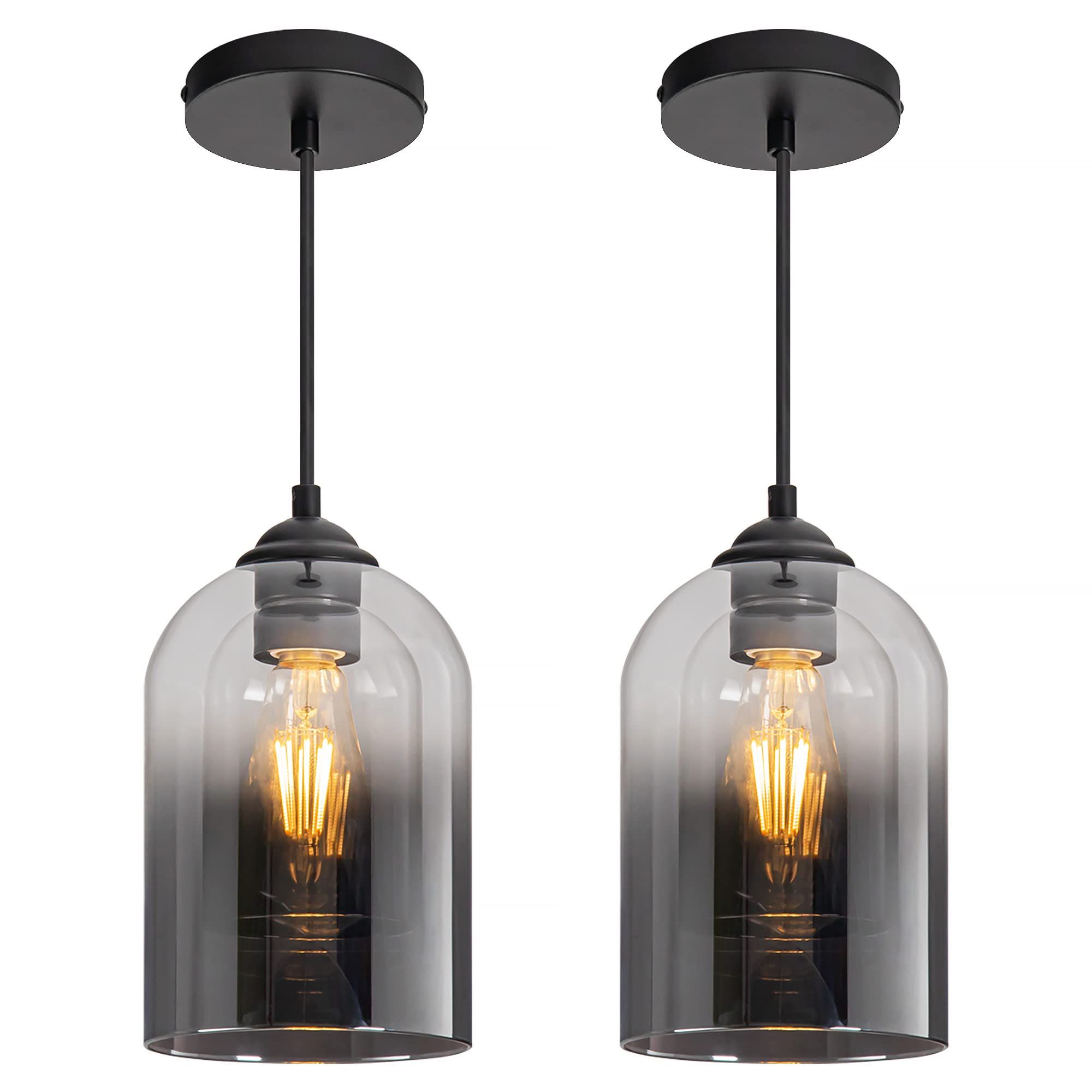 Mateyrie Black Pendant Lights Fixtures, Pendant Lighting for Kitchen Island, Glass Pendant Lights Ha | Amazon (US)