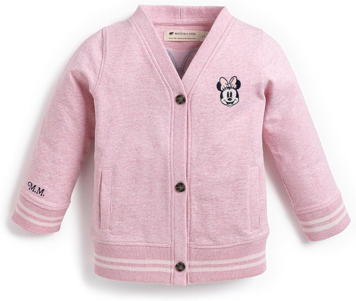 monica + andy Toddler Organic French Terry Cardigan, Disney Minnie Mouse Light Pink Heather, 3T | Amazon (US)