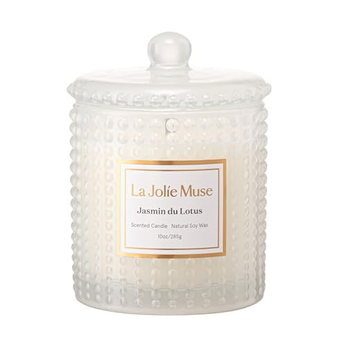 LA JOLIE MUSE Jasmine du Lotus Scented Candles - Ivy, Jasmine, Cedarwood | 10 oz Natural Soy Wax | 55 Hours Clean Burn | Floral Scented Candle | Gift-Ready for Hosts & Gatherings | Amazon (US)