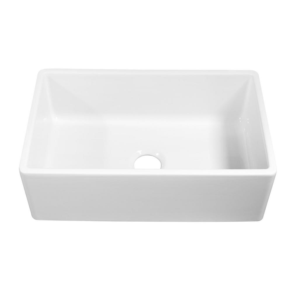 Bradstreet II Farmhouse/Apron-Front Fireclay 30 in. Single Bowl Kitchen Sink in Crisp White | The Home Depot