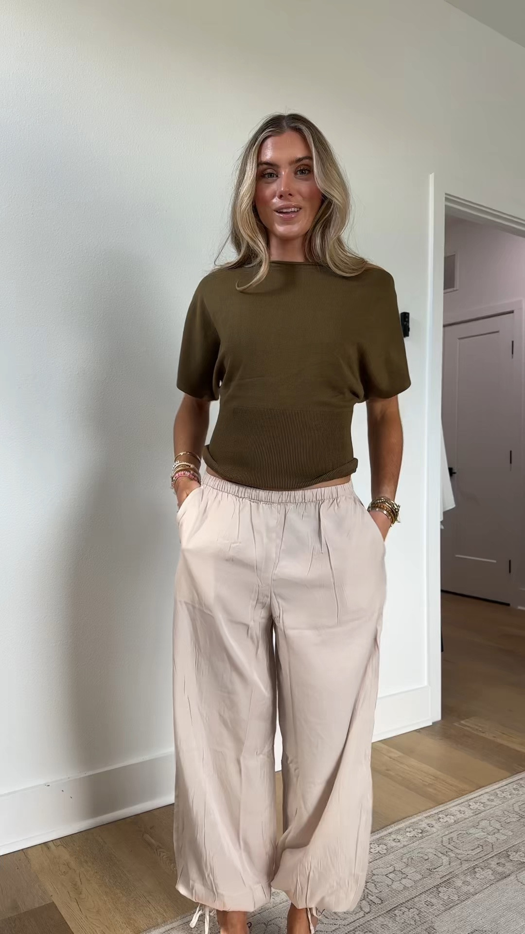 H&M size xs fine one knit top. Short one-shoulder top in a fine knit. Asymmetric neckline with tubular trim, short sleeves, and ribbing at hem styled with my H&M balloon hem satin pants size xs.

#LTKdayinmylife #LTKWorkwear #LTKootd