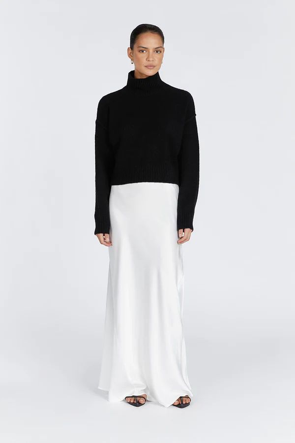 CHARLI WHITE SATIN MAXI SKIRT | DISSH