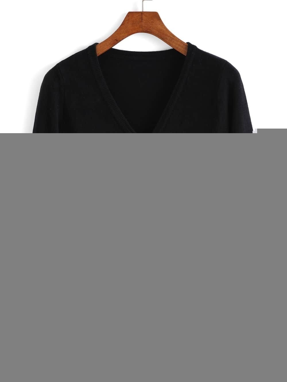 With Buttons Black Cardigan | Romwe