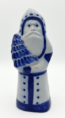 Vintage Eldreth Blue and Gray Salt Glaze Santa with Christmas Tree 1989  | eBay | eBay US