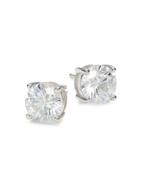 Platinum-Plated Sterling Silver & Simulated Diamond Stud Earrings | Saks Fifth Avenue OFF 5TH