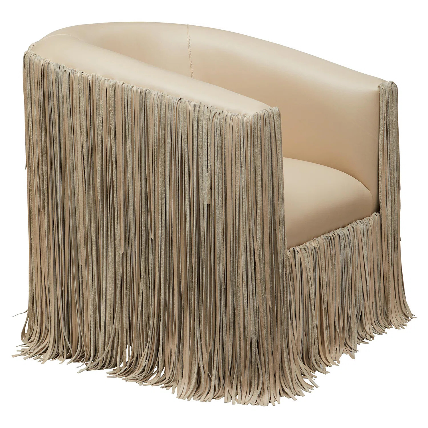 Ngala Trading Co. Leather Fringe Swivel Occasional Chair | Perigold | Perigold