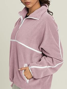 LASLULU Womens Half Zip Pullover Sweatshirt Sherpa Fleece Jacket Oversized Sweatshirts Warm Fuzzy... | Amazon (US)