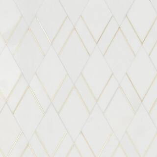 Ivy Hill Tile Mehko Thassos 11.81 in. x 14.96 in. Polished Marble and Brass Wall Tile (1.22 sq. ft./ | The Home Depot