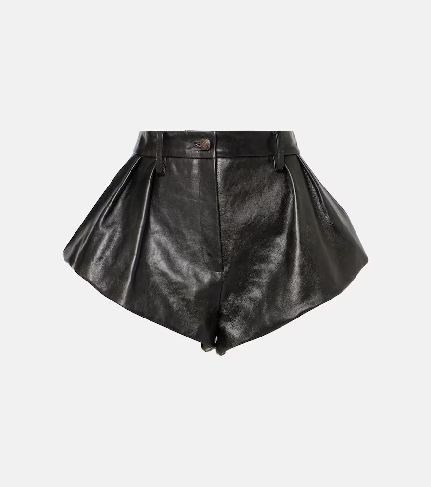 Magda Butrym Pleated flared leather shorts | Mytheresa (UK)