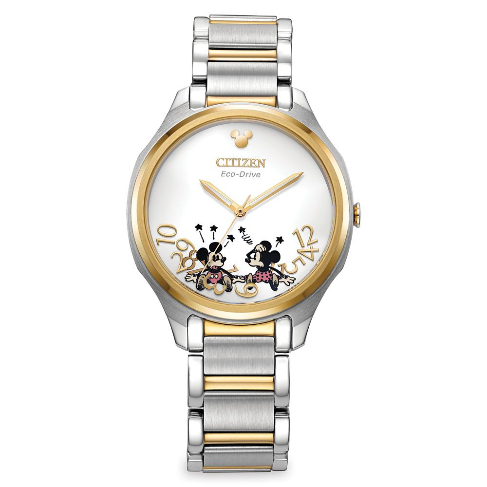 Mickey and Minnie Mouse Falling Stainless Steel Eco-Drive Watch for Adults by Citizen | Disney Store
