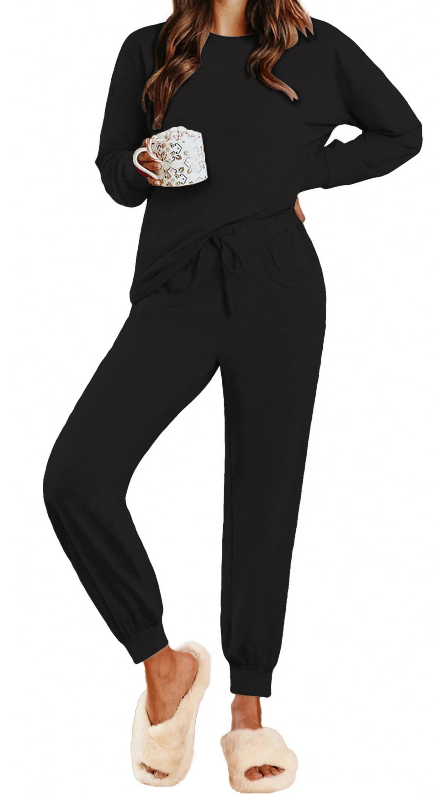 Fantaslook Womens Pajamas Sets Long Sleeve Top and Pant with Pockets Lounge Wear Set Oufits | Walmart (US)