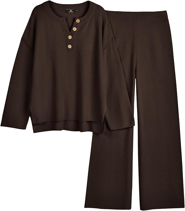 LILLUSORY Women's 2 Piece Lounge Sets Oversized Slouchy Matching Cozy Knit Sets | Amazon (US)