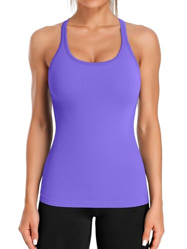 ATTRACO Women's Sleeveless Workout Tank Exercise Running Tank Tops Active Gym Tops Purple XS | Amazon (US)