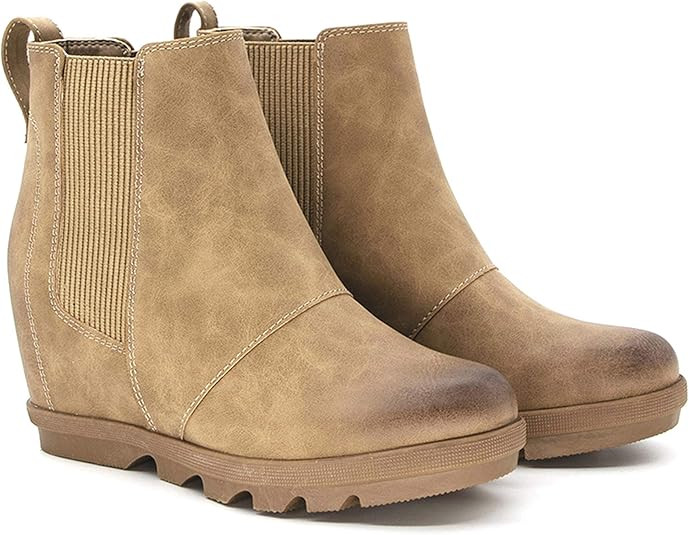 Athlefit Women's Wedge Chelsea Boots Comfortable Ankle Wedge Booties | Amazon (US)