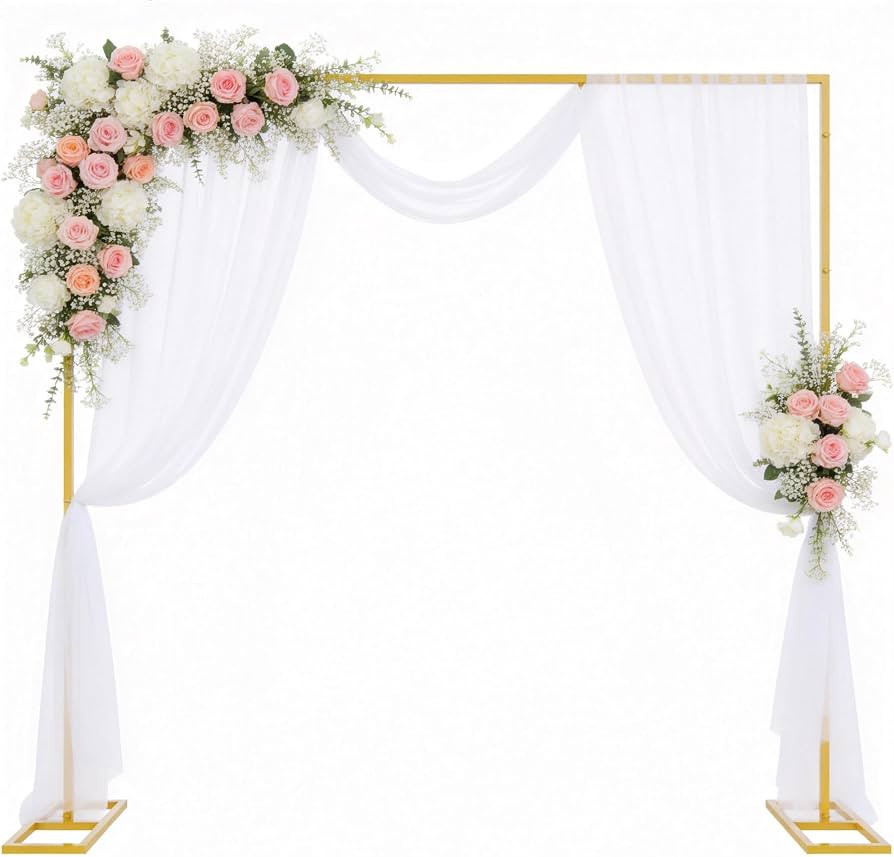 Wokceer 8FT x 8FT Backdrop Stand Heavy Duty Pipe and Drape Kit, Adjustable Square Gold Backdrop S... | Amazon (US)