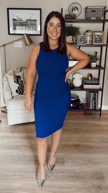 Amazon Shapewear dress! Officially obsessed - no bra needed on a 34ddd. Comes in tons of colors including a little black dress, but you know I looove this electric blue dress color! I’m in a small. Spring dress, wedding guest dress, petite friendly

#LTKparties
