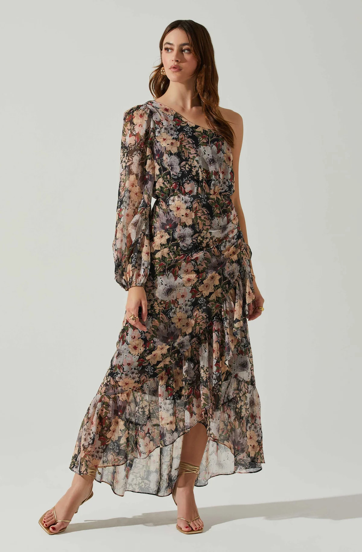 Calista Floral One Shoulder Midi Dress | ASTR The Label (US)