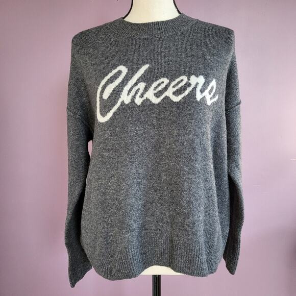 Vince Camuto Gray Cheers Holiday Acrylic Blend Brushed Knit Crew Neck Sweater | Poshmark