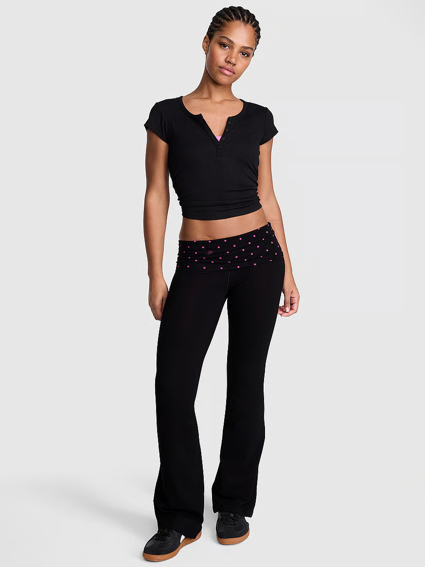ALL-DAY COTTON FOLDOVER FLARE LEGGINGS | Victoria's Secret (US / CA )