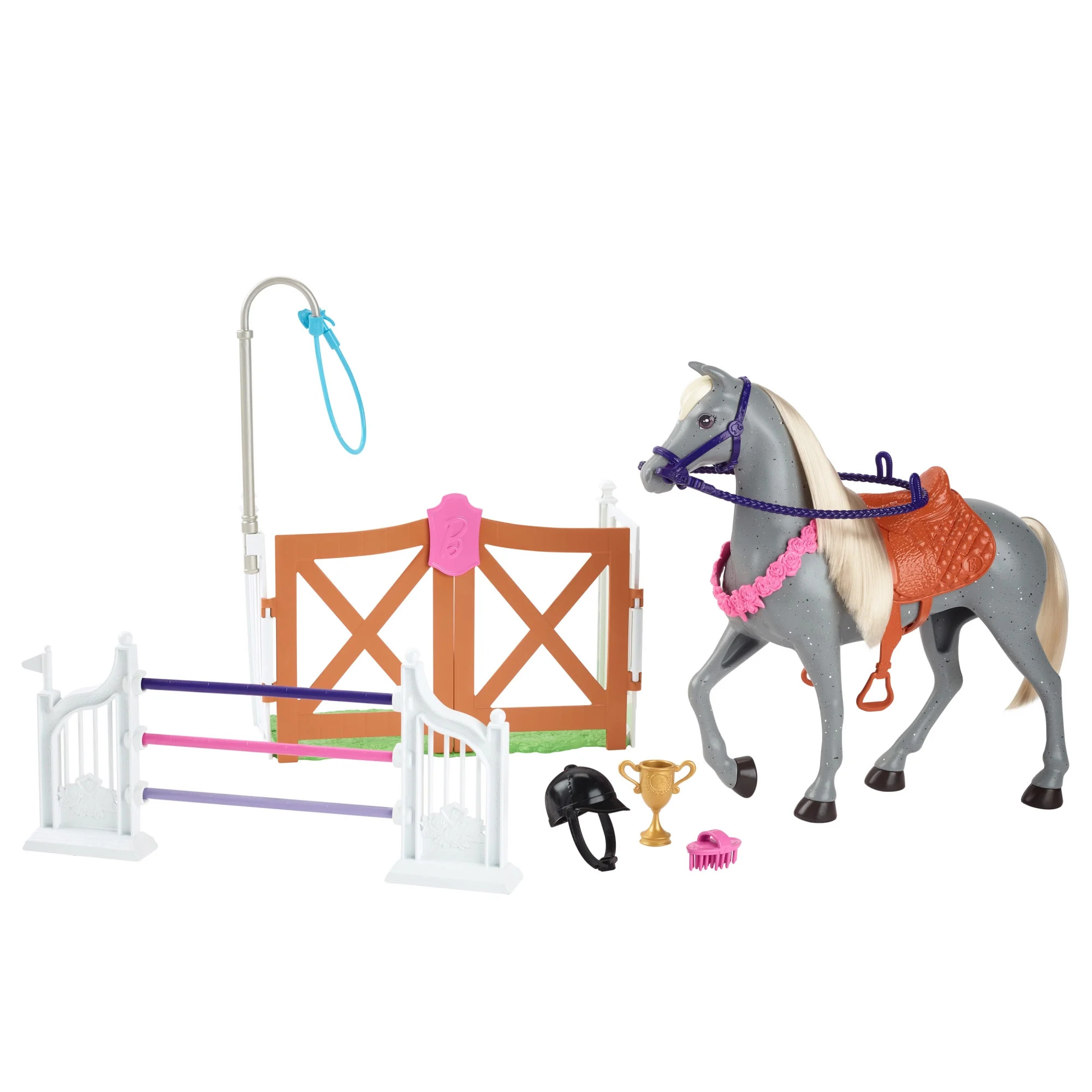 Barbie World Horse Stable Playset with Toy Horse, Jump, & Accessories, 7-Piece Set | Walmart (US)