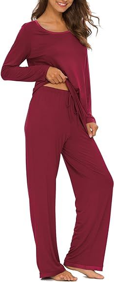 TIKTIK Womens Pajama Set Long Sleeve Sleepwear Scoop Neck Pjs Sets S-4XL | Amazon (US)