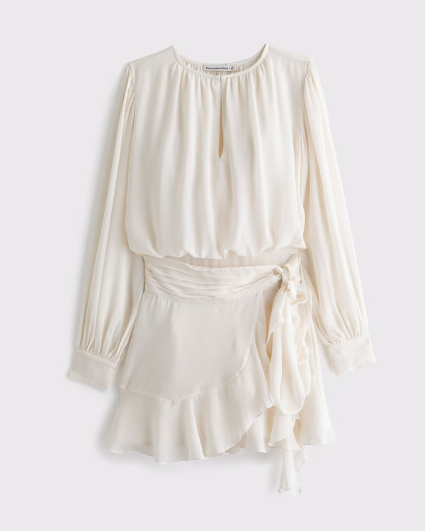 Long-Sleeve Wrap Micro Mini Dress | Abercrombie & Fitch (US)