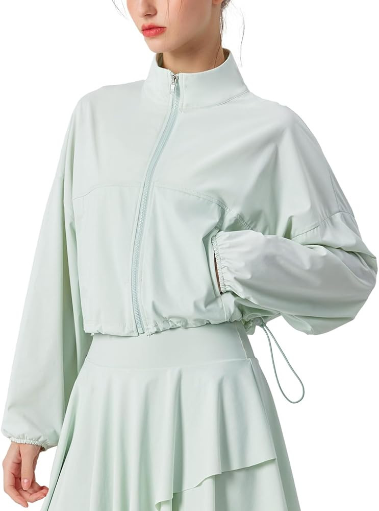 altiland Women's Sun Protection Cropped Zip Up Jackets for Athletic Workout Running | Amazon (US)