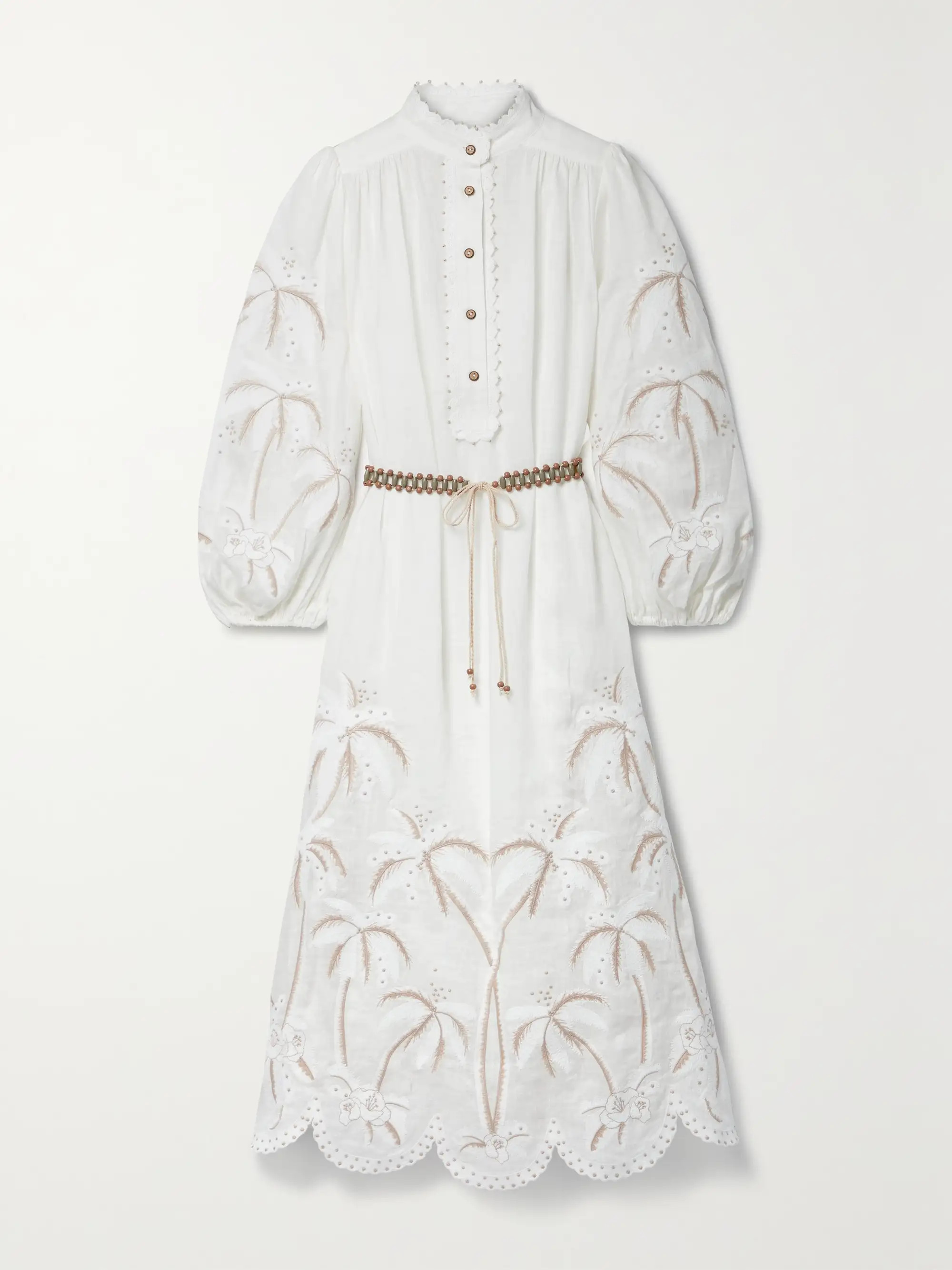 Lyre belted embellished linen midi dress | NET-A-PORTER (UK & EU)