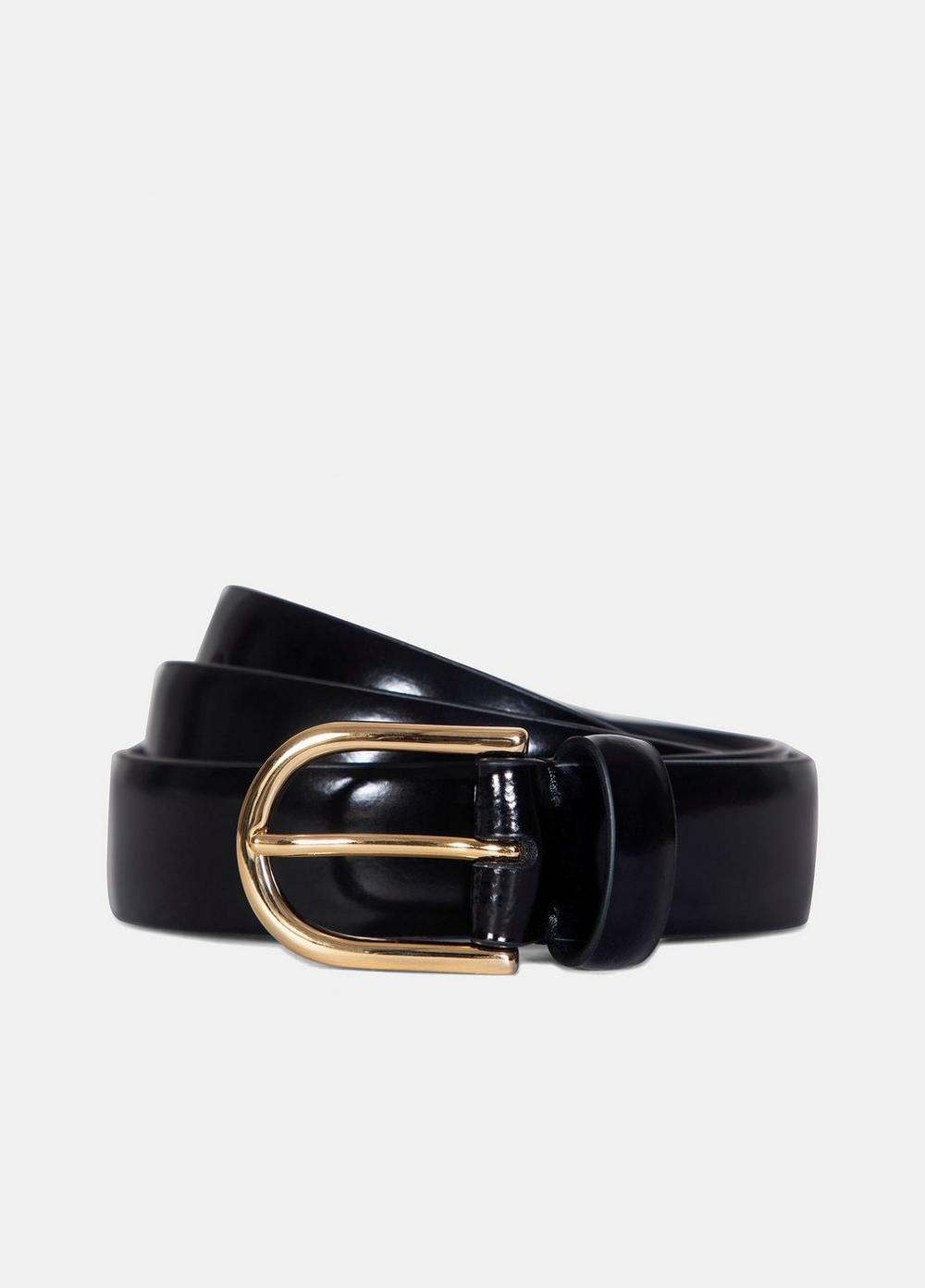 Women's Women's 25mm Spazzolato Leather Belt, Black/gold, Size M Vince | Vince LLC