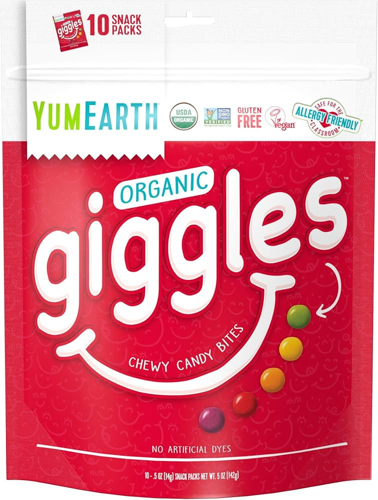 YumEarth Organic Giggles Chewy Candy - Allergy Friendly (Top 9 Free), No Artificial Dyes or Flavo... | Amazon (US)