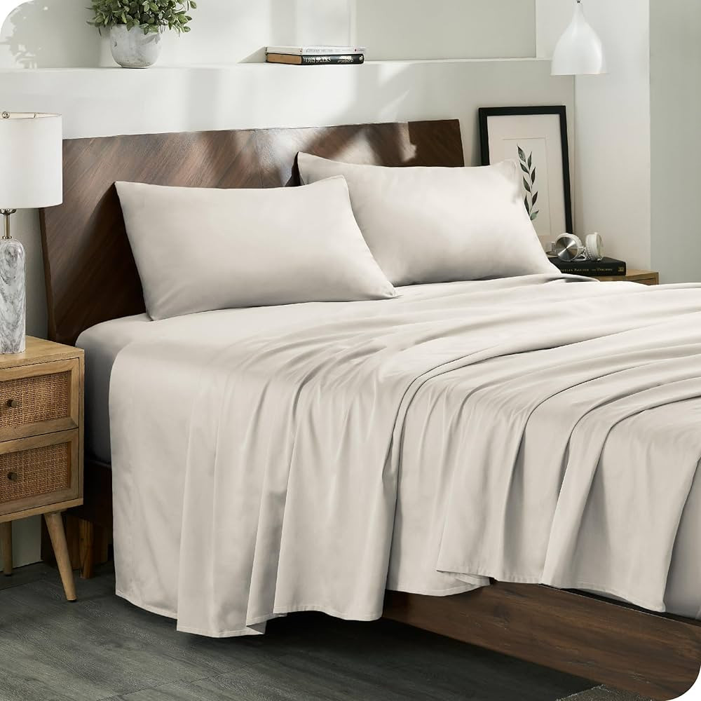Bare Home 100% Organic Cotton Queen Sheet Set - Smooth Sateen Weave - Warm & Luxurious (Queen, Ga... | Amazon (CA)