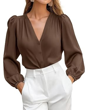 BTFBM Satin Blouses for Women Dressy Casual Button Down Shirts | Amazon (US)