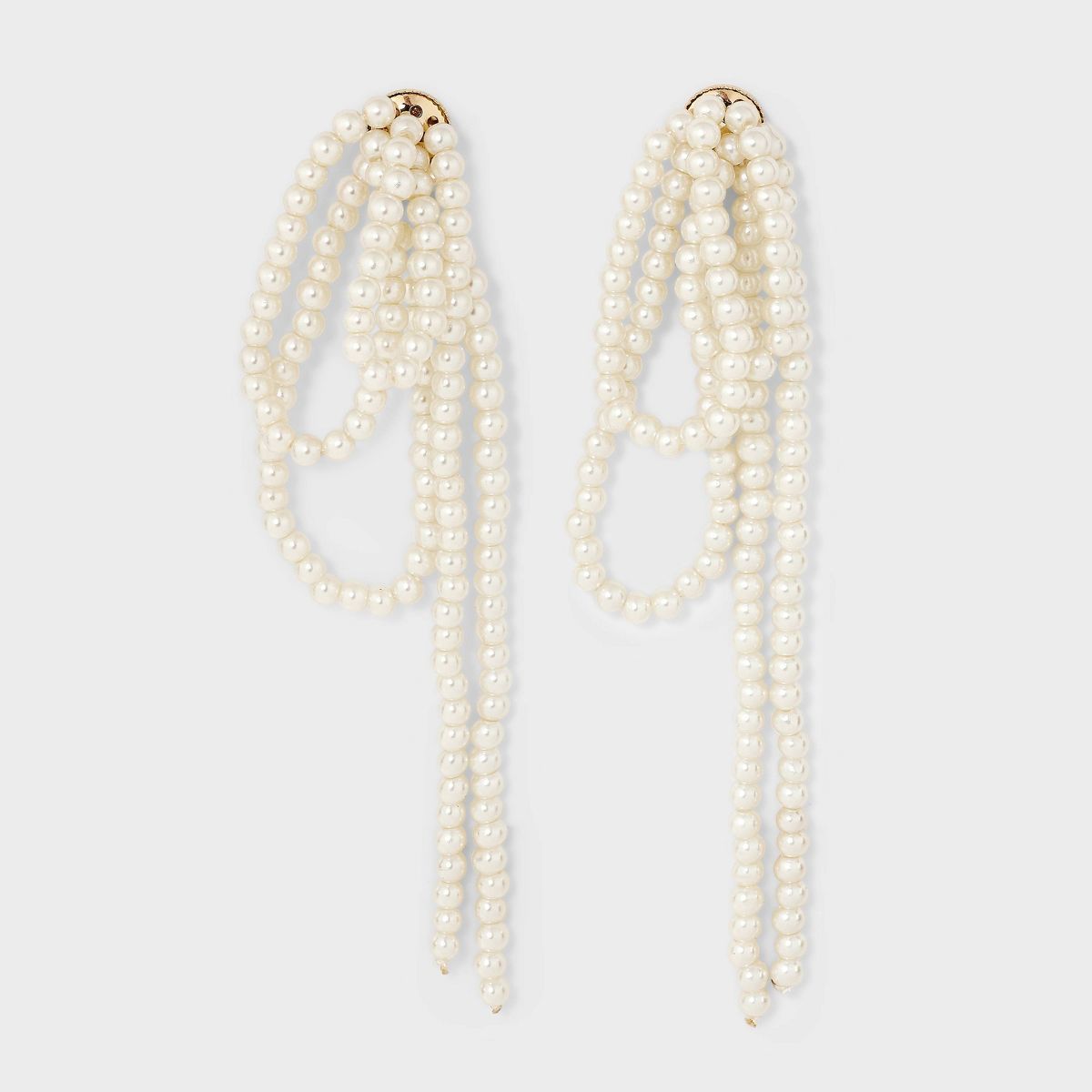 Layered Pearl Linear Post Earrings - Ivory | Target